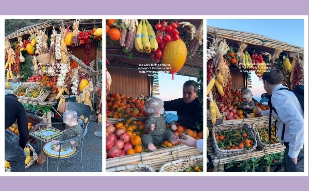 Italian fruit vendor hijacks baby’s photoshoot—and the internet is obsessed