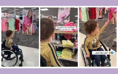 Little boy in wheelchair spots himself in a store ad—and his reaction is everything