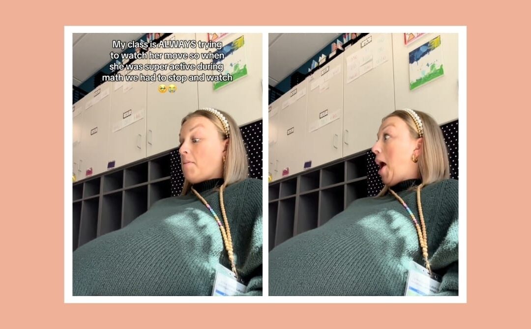 Pregnant teacher pauses math lesson to share a moment with her baby—her students’ reaction says it all