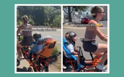 Mom bikes with her kids—but what her son does mid-ride leaves her speechless