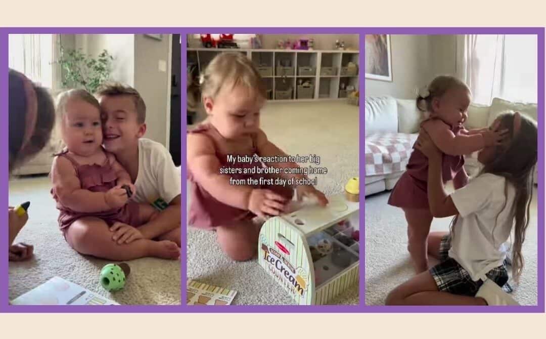 This baby’s reaction when her siblings walk in from school will leave you smiling for days