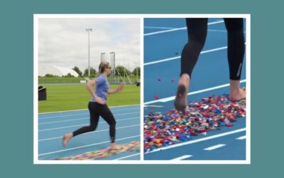 A mom just set a Guinness World Record by running barefoot across Lego—and every parent knows how she trained for it