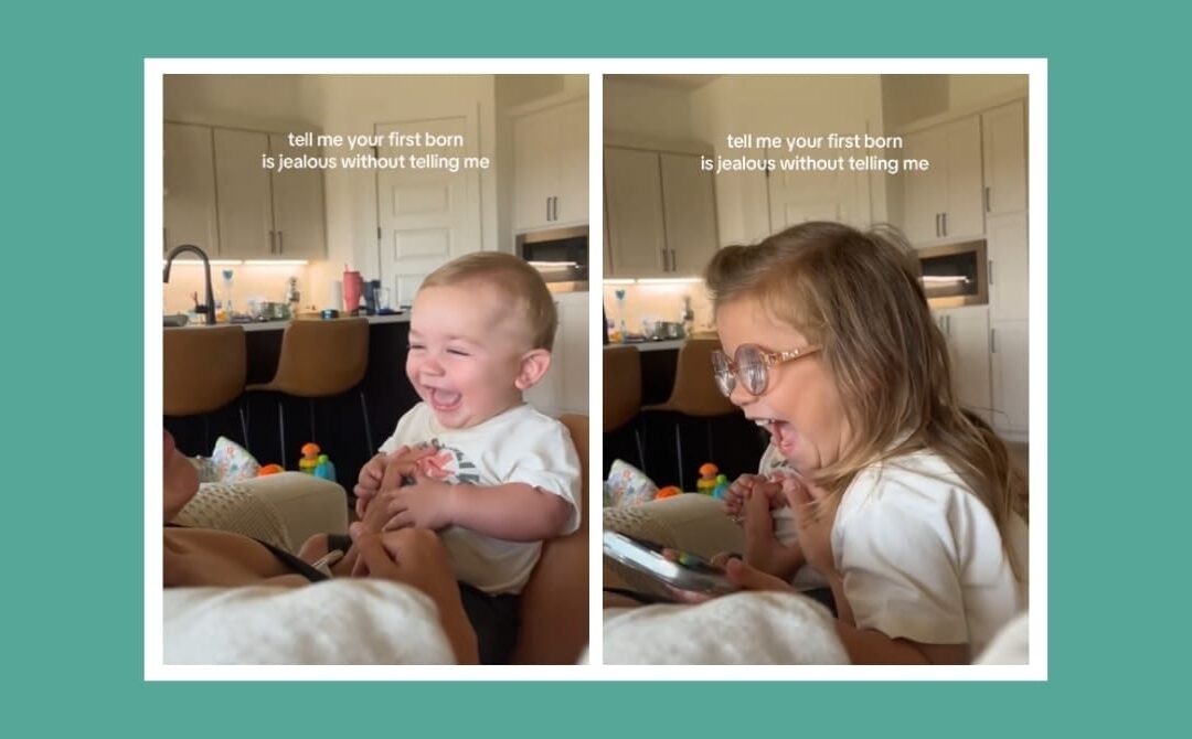 Viral video captures firstborn crashing baby’s giggle session with a laugh no one will forget