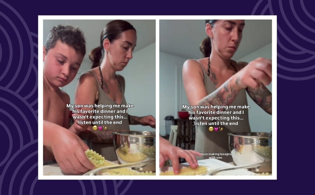 A boy stirs lasagna with his mom—what he says next melts hearts and feeds a bigger lesson