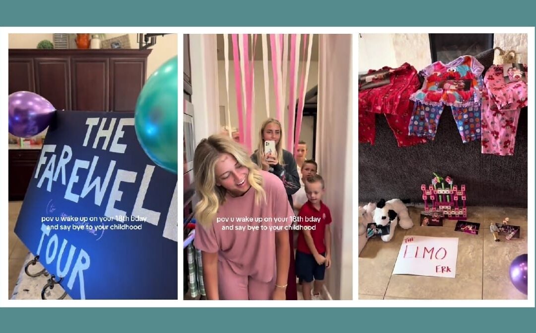The 18th birthday morning becomes a childhood time capsule—made by a big sister