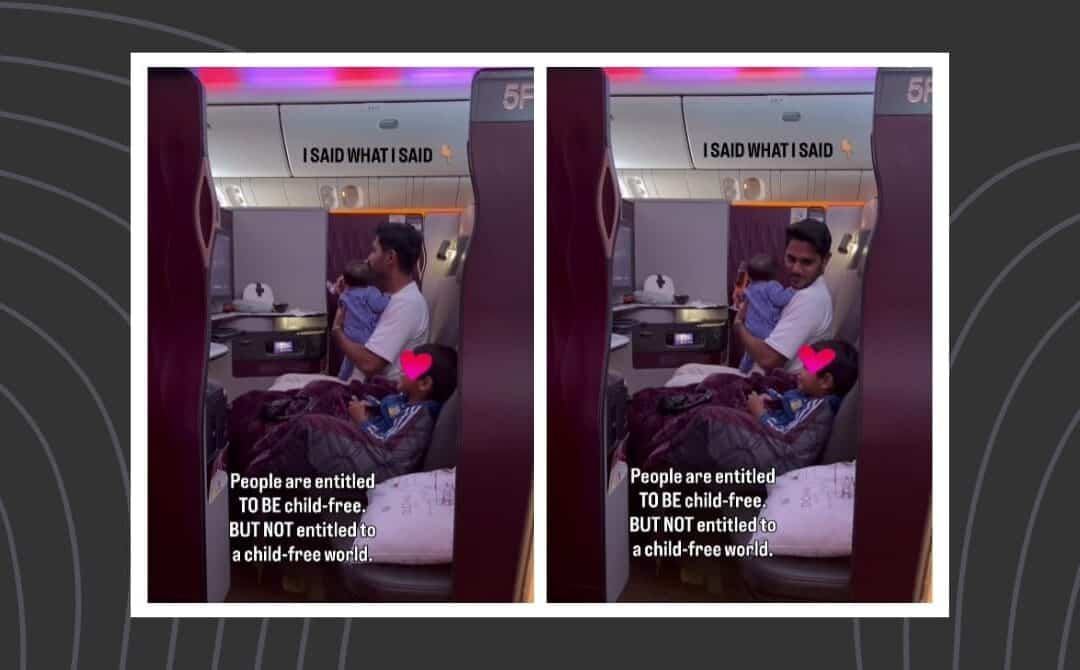 The glare on a long flight that hit this dad harder than the turbulence